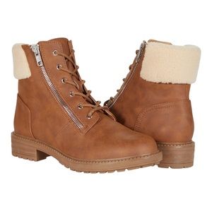 DV Dolce Vita Nachelle Faux Fur Trimmed Combat Boot Size 9 Tan